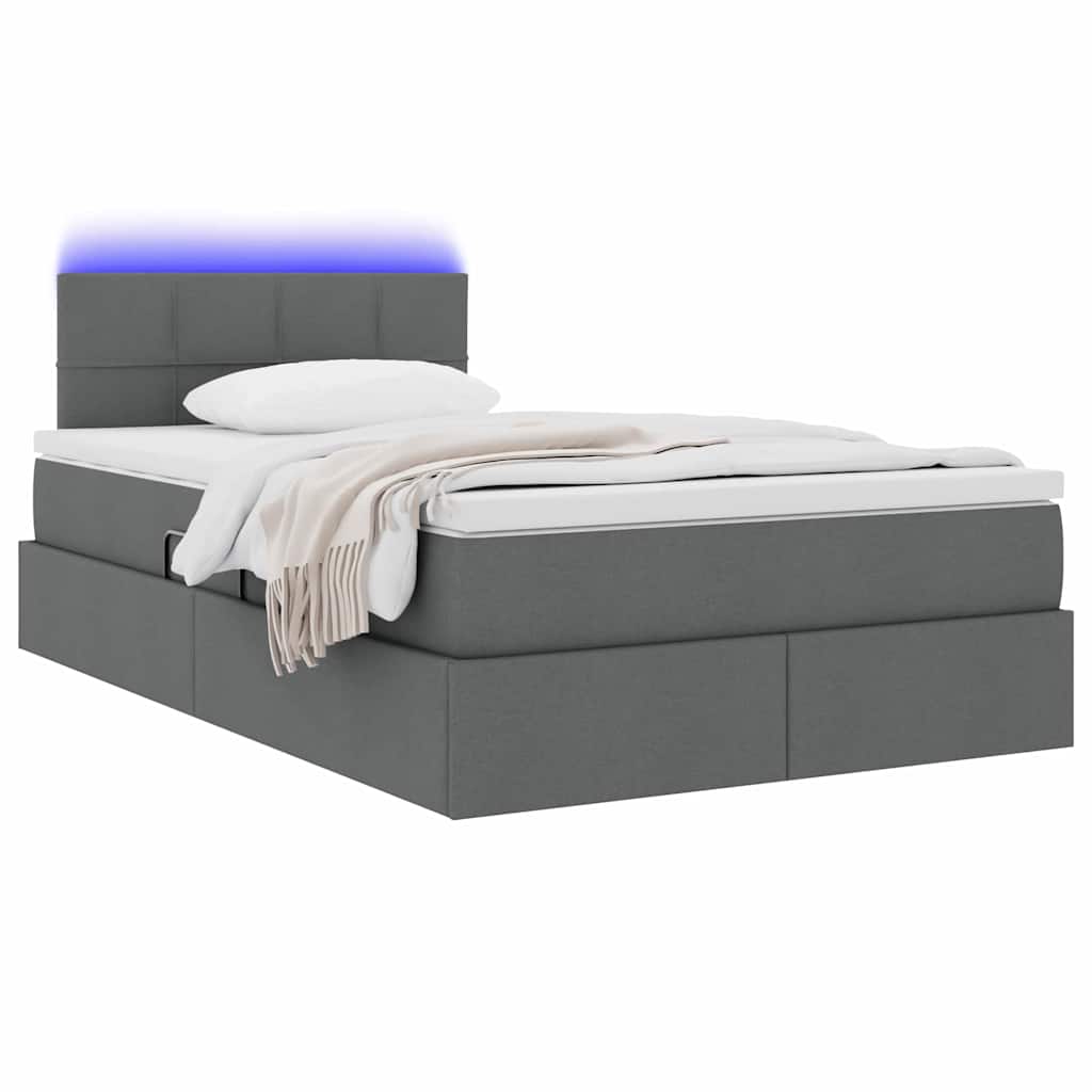 Letto con contenitore e LED Grigio scuro 120 x 200 cm Tessuto | homemem39