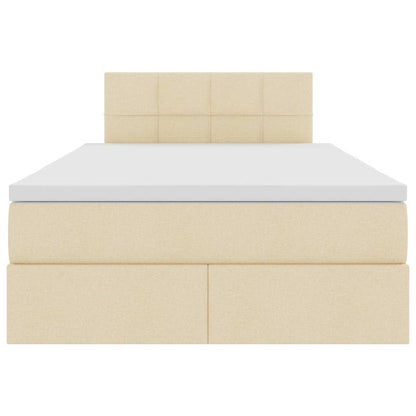 Letto con contenitore e LED con led Crema 120 x 200 cm Tessuto | homemem39