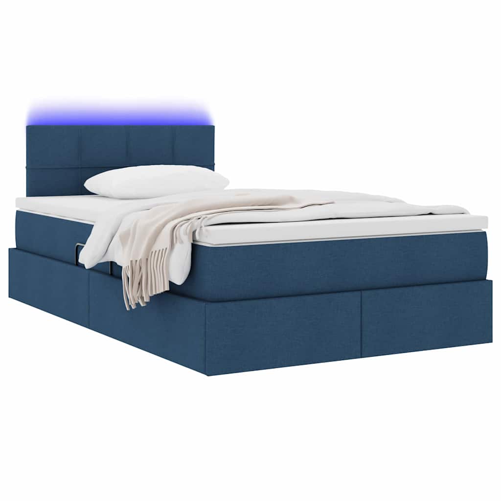 Letto con contenitore e LED con led Blu 120 x 200 cm Tessuto | homemem39