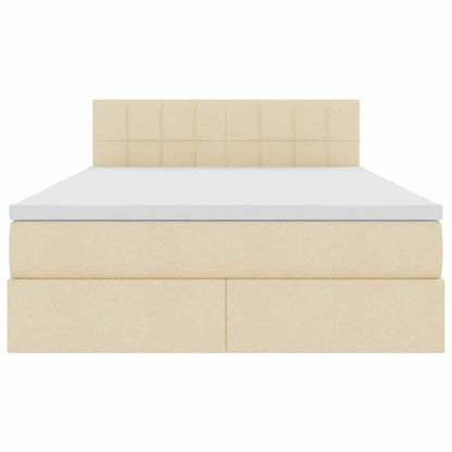 Letto con contenitore e LED con led Crema 140 x 190 cm Tessuto | homemem39