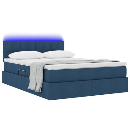 Letto con contenitore e LED Blu 140 x 190 cm Poliestere