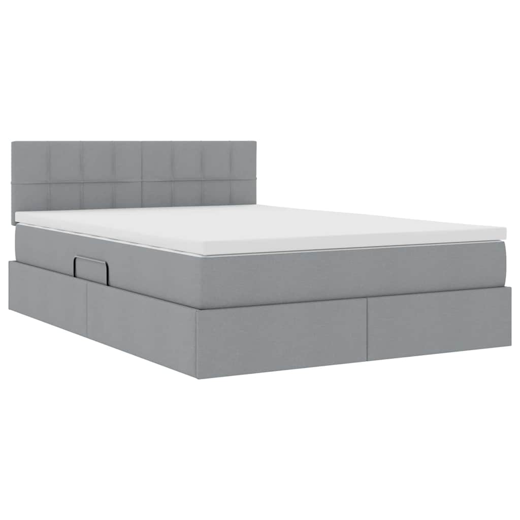 Letto con contenitore e LED Grigio chiaro 140 x 200 cm