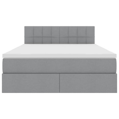 Letto con contenitore e LED Grigio chiaro 140 x 200 cm