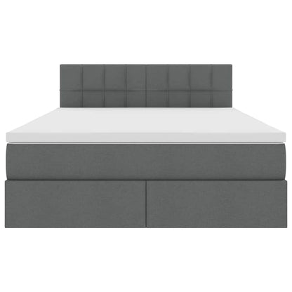 Letto con contenitore e LED Grigio scuro 140 x 200 cm
