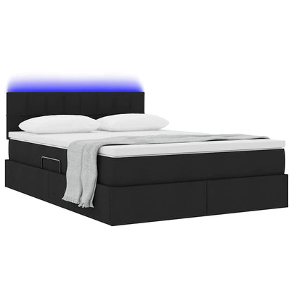 Letto con contenitore e LED Nero 140 x 200 cm Poliestere