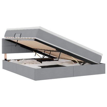 Letto con contenitore e LED Grigio chiaro 160 x 200 cm Tessuto | homemem39