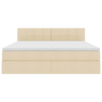 Letto con contenitore e LED con led Crema 160 x 200 cm Tessuto | homemem39