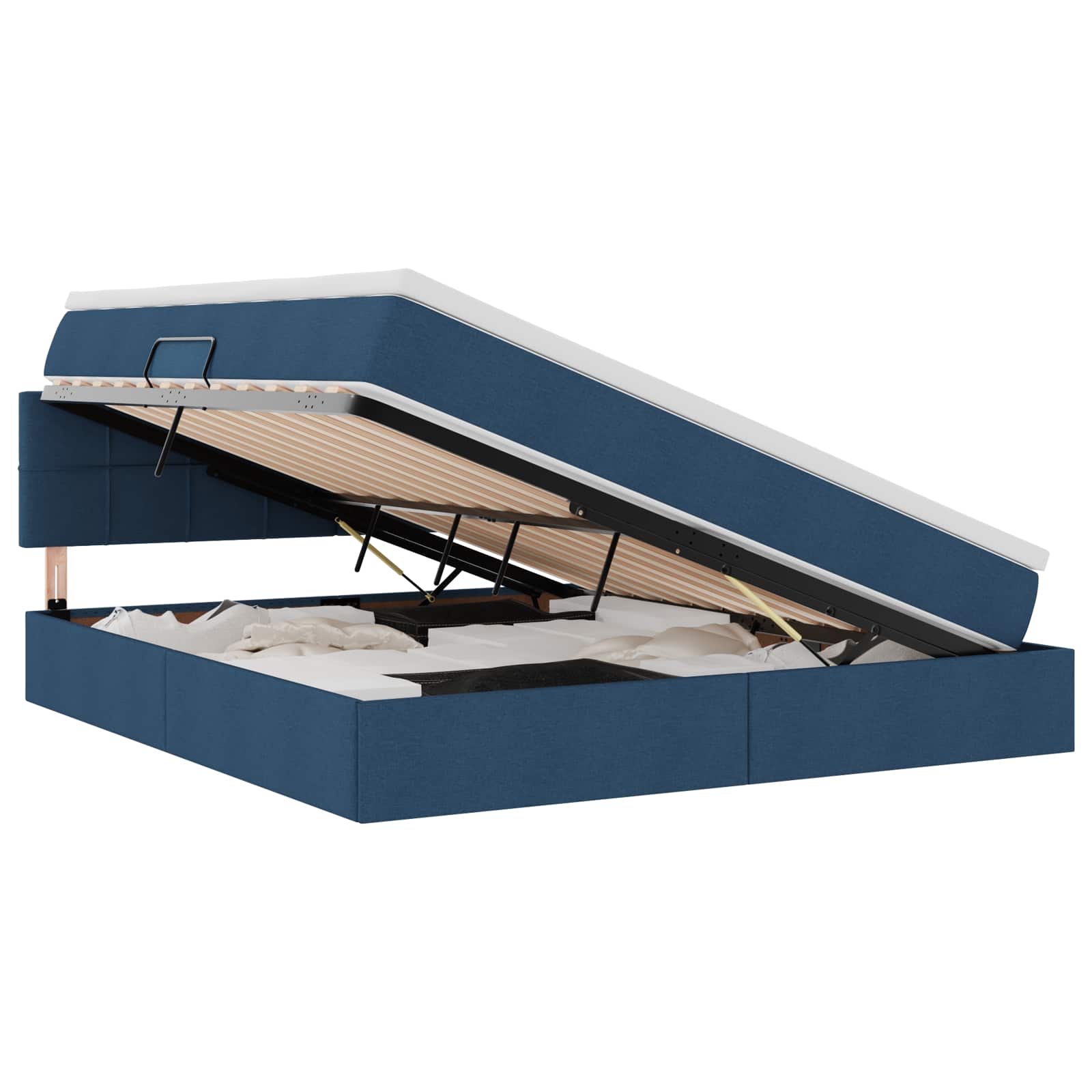 Letto con contenitore e LED con led Blu 160 x 200 cm Tessuto | homemem39