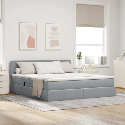 Letto con contenitore e LED Grigio chiaro 180 x 200 cm