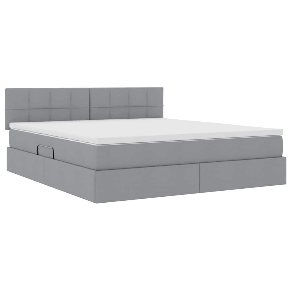 Letto con contenitore e LED Grigio chiaro 180 x 200 cm Tessuto | homemem39