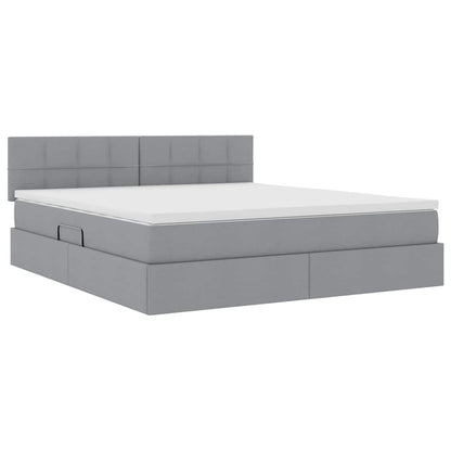 Letto con contenitore e LED Grigio chiaro 180 x 200 cm Tessuto | homemem39