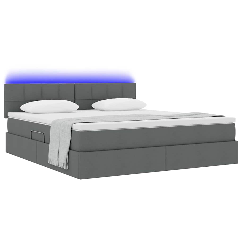 Letto con contenitore e LED Grigio scuro 180 x 200 cm Tessuto | homemem39