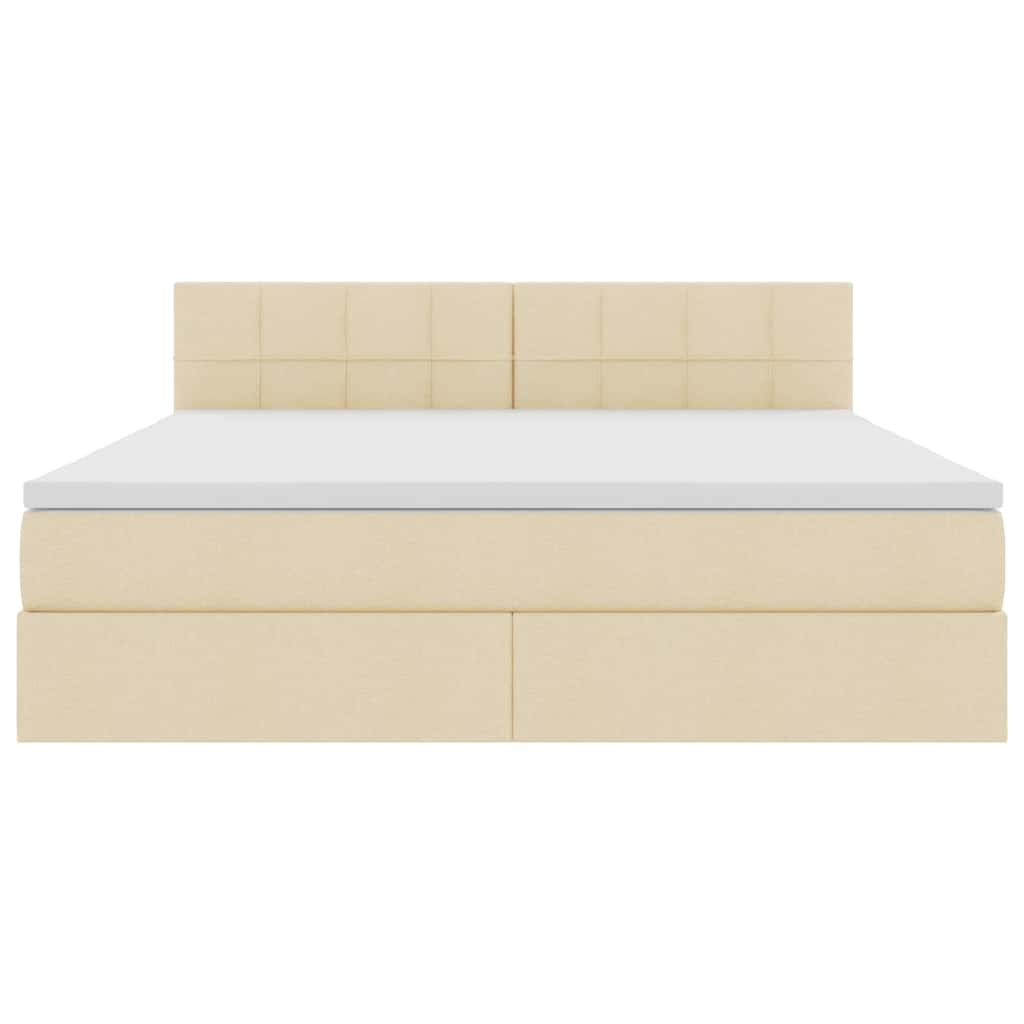 Letto con contenitore e LED con led Crema 180 x 200 cm Tessuto | homemem39