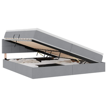 Letto con contenitore e LED Grigio chiaro 200 x 200 cm