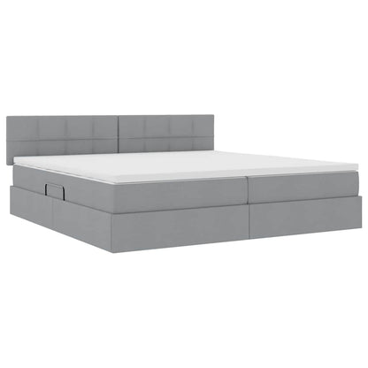 Letto con contenitore e LED Grigio chiaro 200 x 200 cm