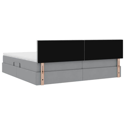 Letto con contenitore LED e materasso Grigio Chiaro