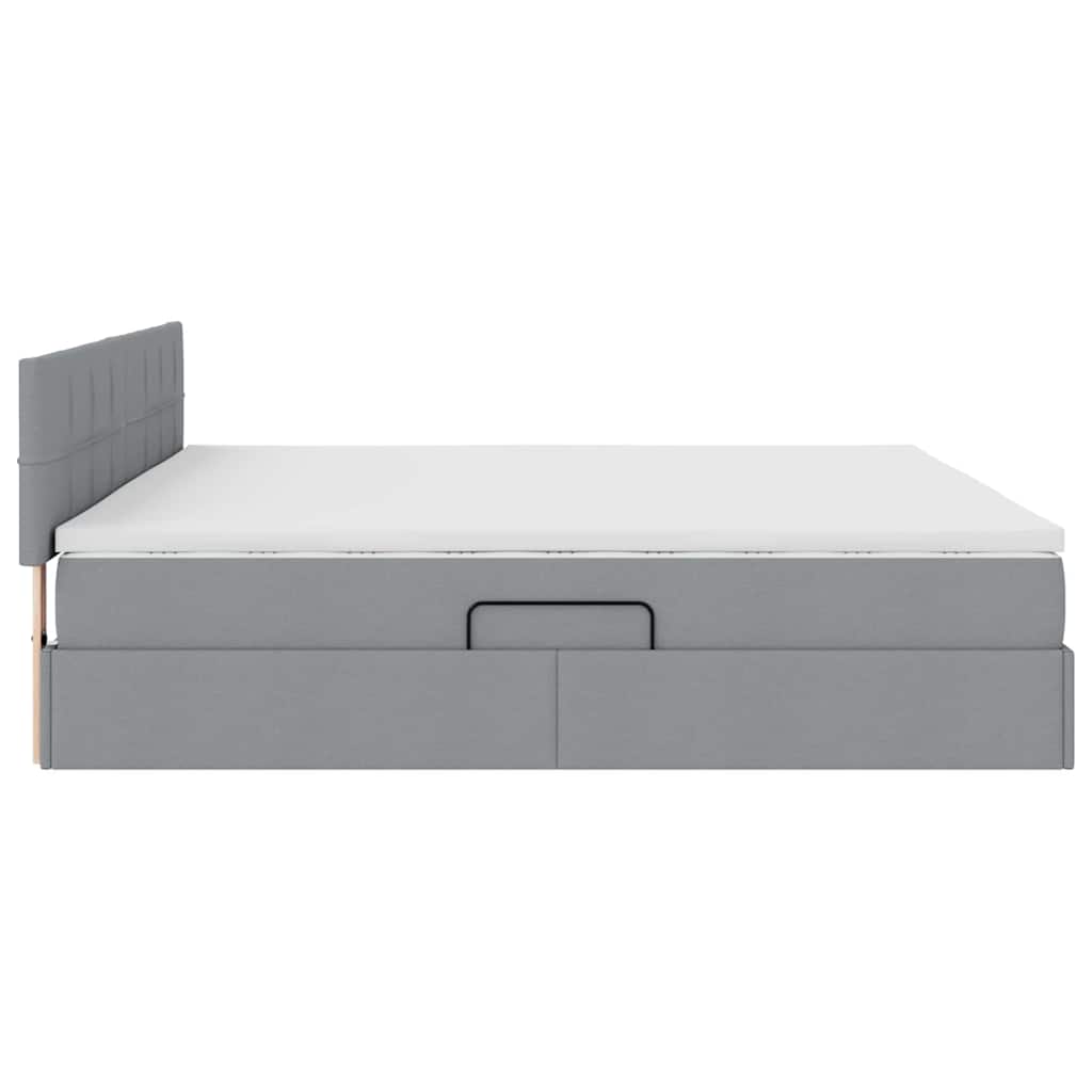 Letto con contenitore e LED Grigio chiaro 200 x 200 cm Tessuto | homemem39