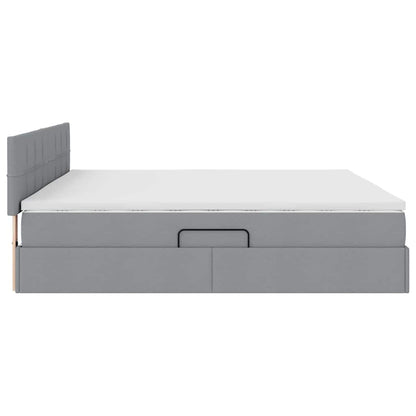 Letto con contenitore e LED Grigio chiaro 200 x 200 cm Tessuto | homemem39