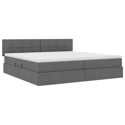 Letto con contenitore e LED Grigio scuro 200 x 200 cm Tessuto | homemem39