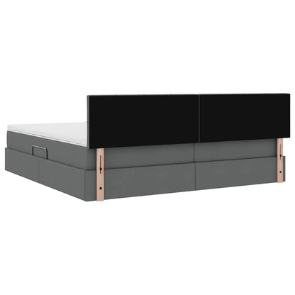Letto con contenitore LED e materasso Grigio Scuro 200 x 200 cm