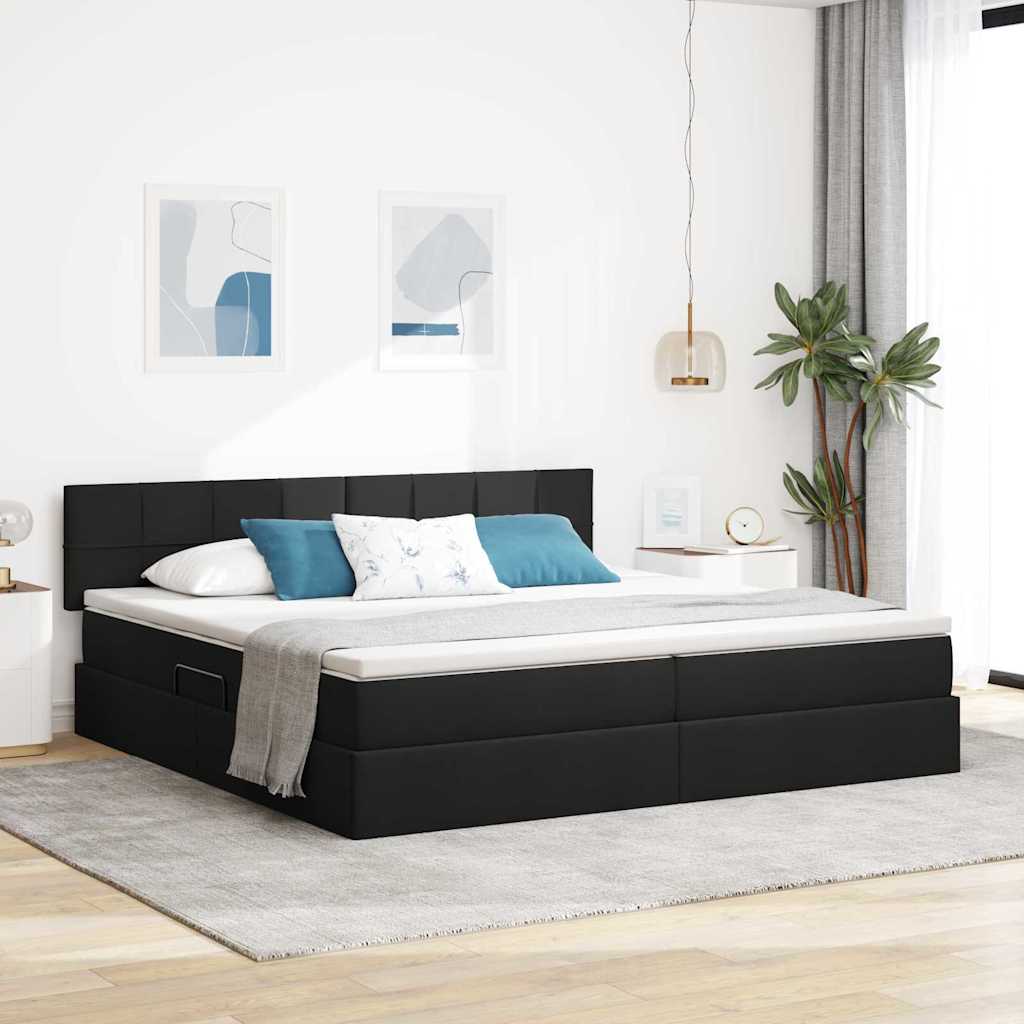 Letto con contenitore e LED Nero 200 x 200 cm Poliestere