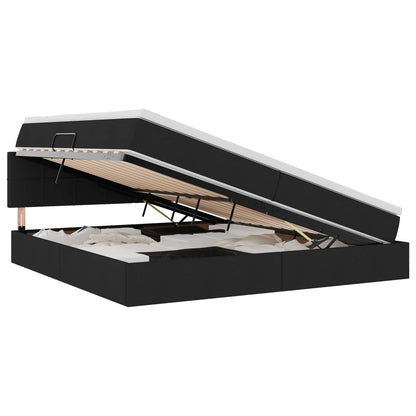 Letto con contenitore e LED Nero 200 x 200 cm Poliestere