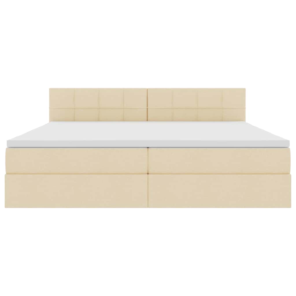 Letto con contenitore e LED con led Crema 200 x 200 cm Tessuto | homemem39