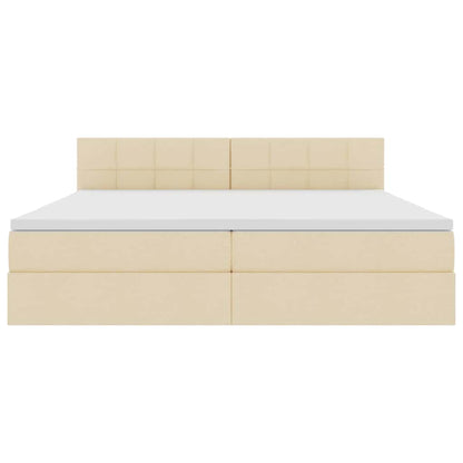 Letto con contenitore e LED con led Crema 200 x 200 cm Tessuto | homemem39