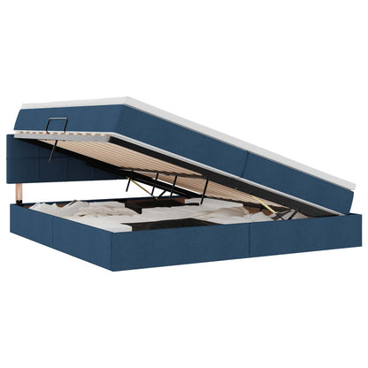 Letto con contenitore e LED con led Blu 200 x 200 cm Tessuto | homemem39