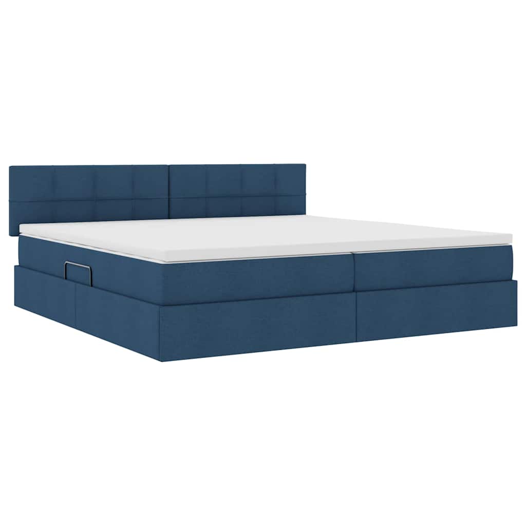 Letto con contenitore e LED con led Blu 200 x 200 cm Tessuto | homemem39