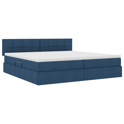 Letto con contenitore e LED con led Blu 200 x 200 cm Tessuto | homemem39