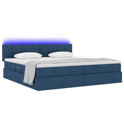 Letto con contenitore e LED con led Blu 200 x 200 cm Tessuto | homemem39
