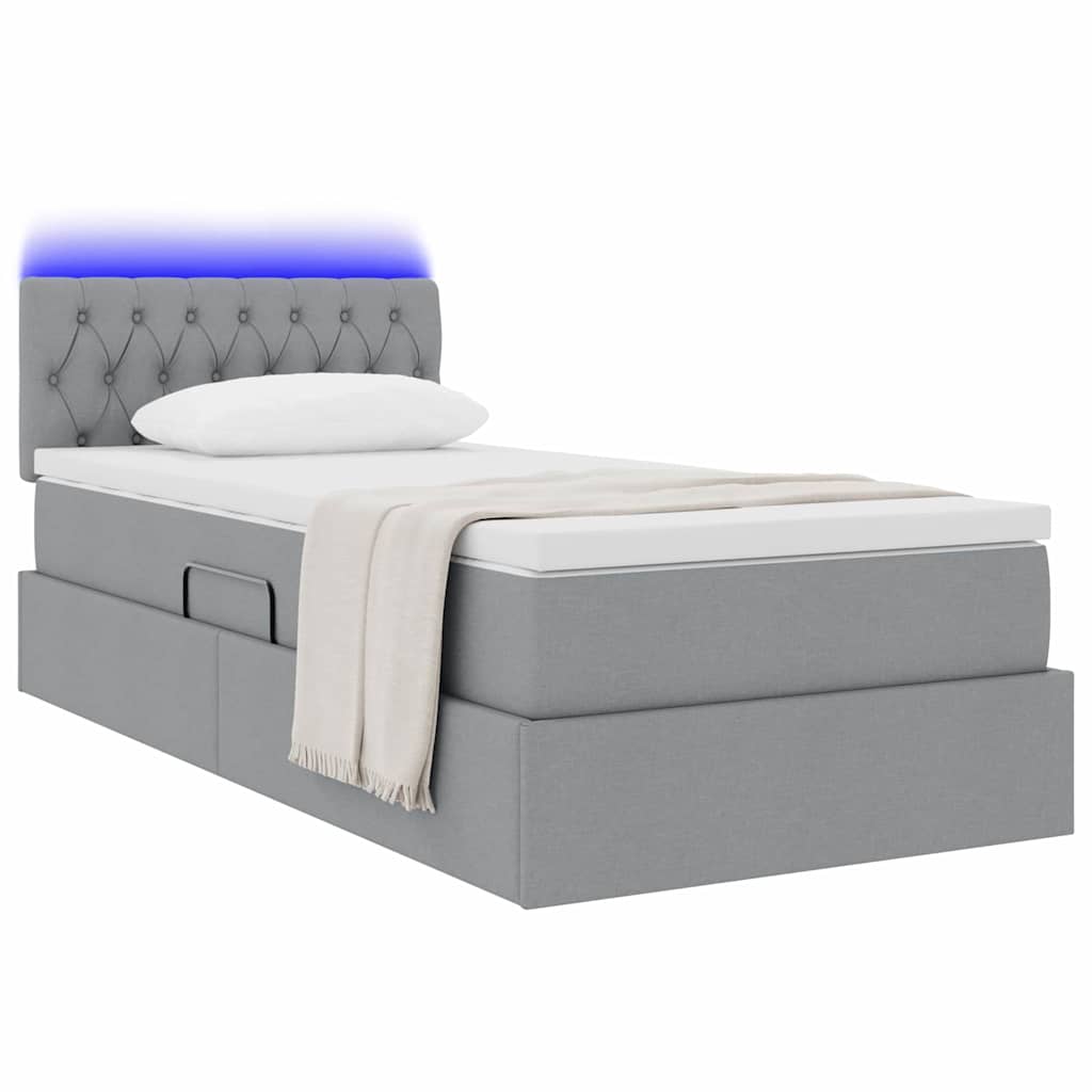 Letto con contenitore e LED Grigio chiaro 90 x 190 cm Tessuto | homemem39