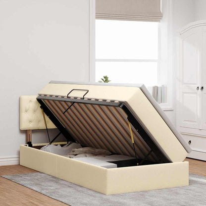 Letto con contenitore e LED con led Crema 90 x 190 cm Tessuto | homemem39
