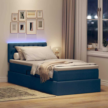 Letto con contenitore e LED Blu 90 x 190 cm Tessuto | homemem39