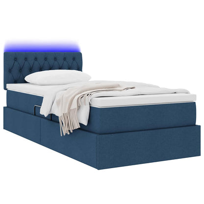 Letto con contenitore LED e materasso Blu 90 x 190 cm Tessuto