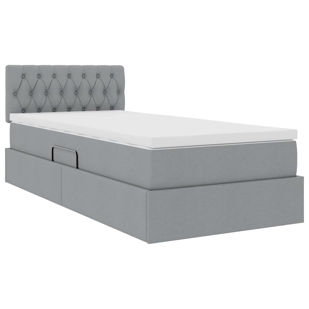 Letto con contenitore e LED Grigio chiaro 90 x 200 cm Tessuto | homemem39