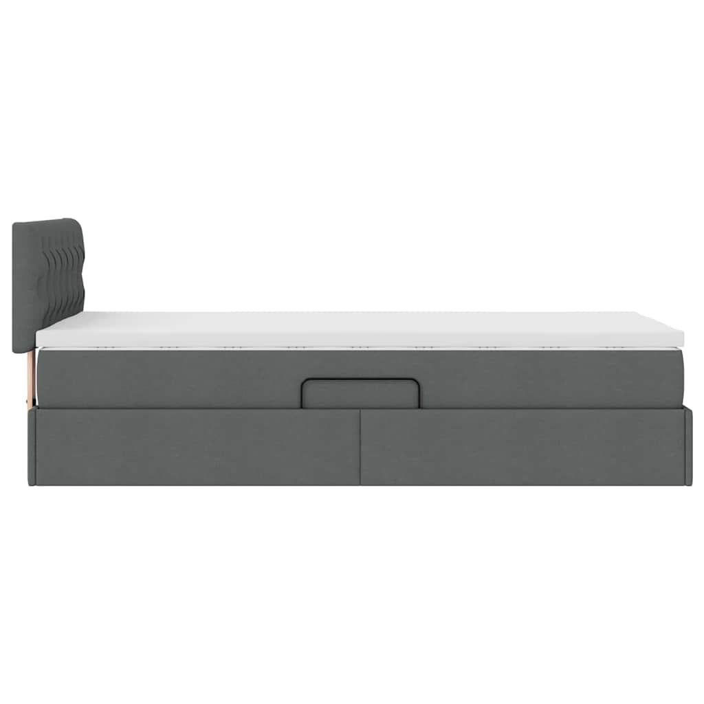 Letto con contenitore LED e materasso Grigio Scuro 90 x 200 cm