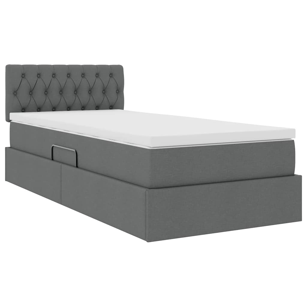 Letto con contenitore e LED Grigio scuro 100 x 200 cm Tessuto | homemem39