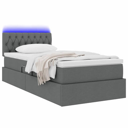 Letto con contenitore e LED Grigio scuro 100 x 200 cm Tessuto | homemem39
