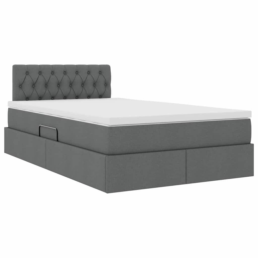 Letto con contenitore e LED Grigio scuro 120 x 190 cm Tessuto | homemem39