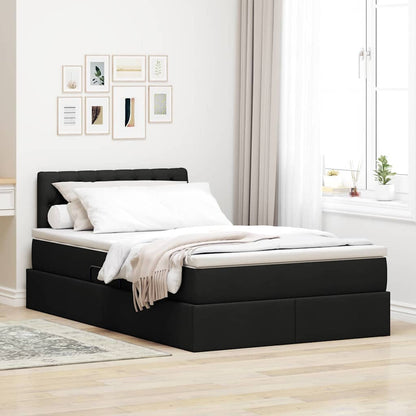 Letto con contenitore e LED con led Nero 120 x 190 cm Tessuto | homemem39