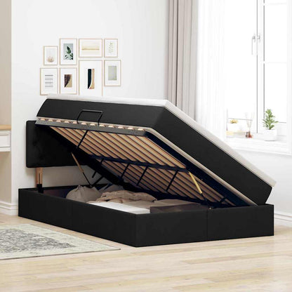 Letto con contenitore e LED con led Nero 120 x 190 cm Tessuto | homemem39