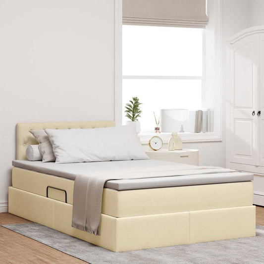 Letto con contenitore LED e materasso Crema 120 x 190 cm | homemem39