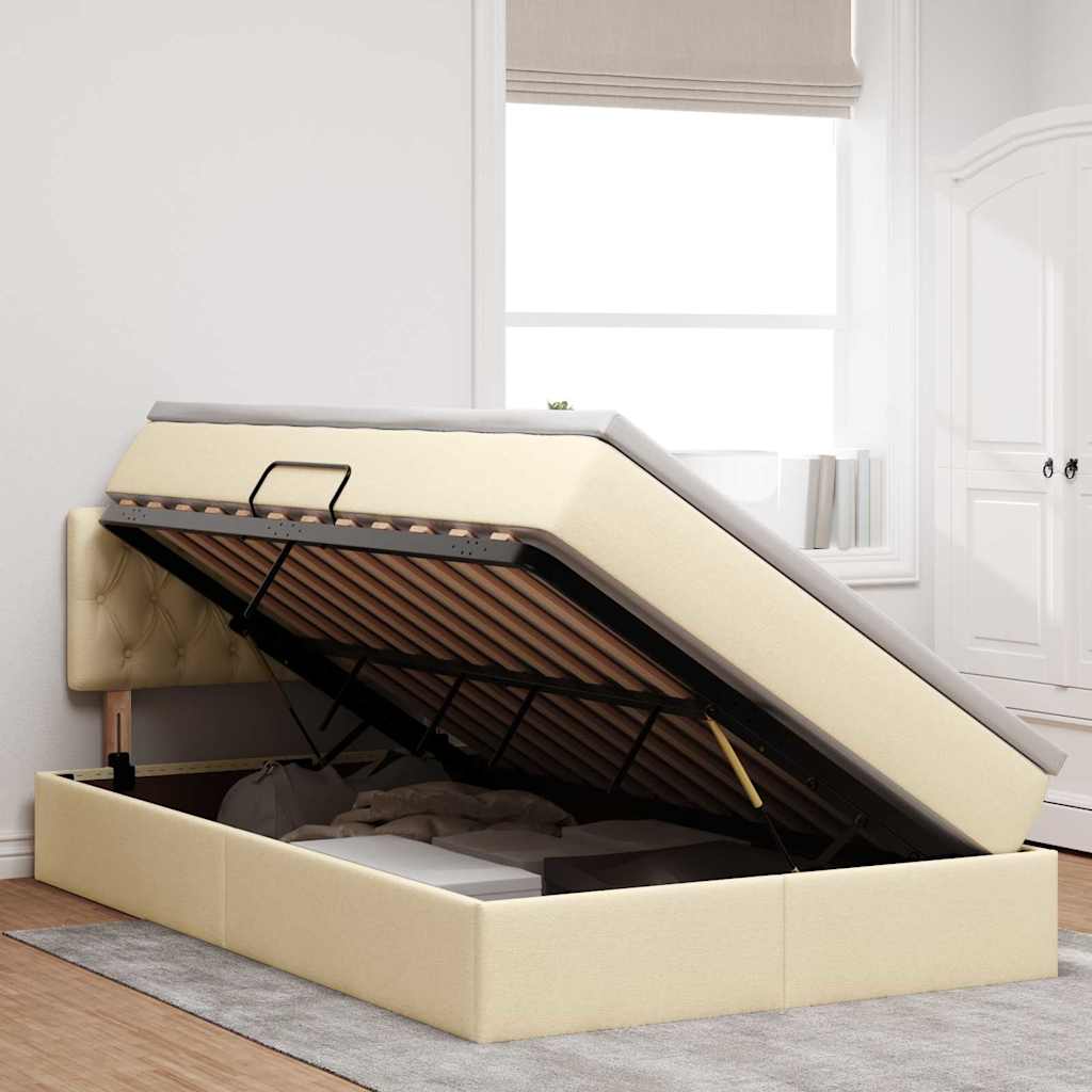 Letto con contenitore LED e materasso Crema 120 x 190 cm | homemem39