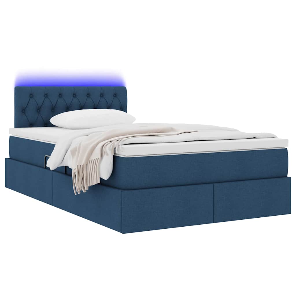Letto con contenitore e LED con led Blu 120 x 190 cm Tessuto | homemem39
