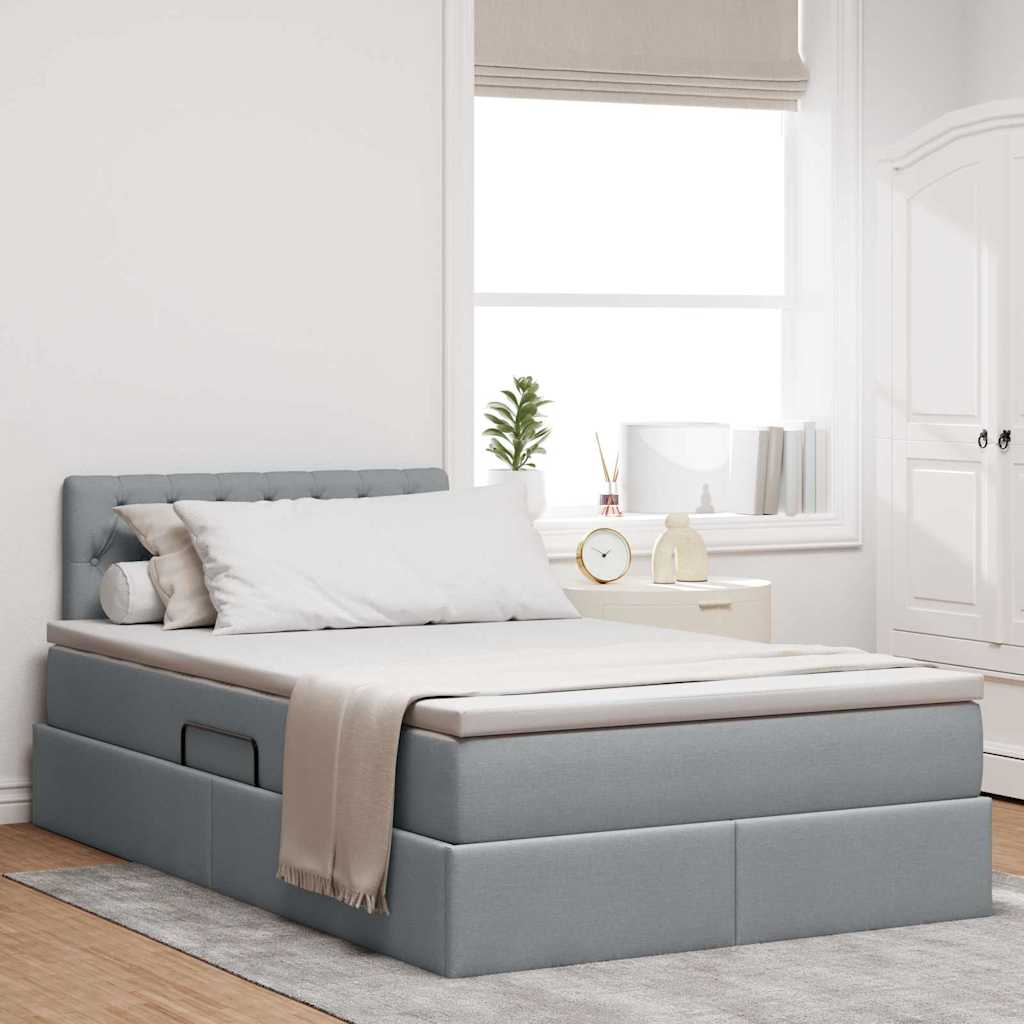 Letto con contenitore e LED Grigio chiaro 120 x 200 cm Tessuto | homemem39