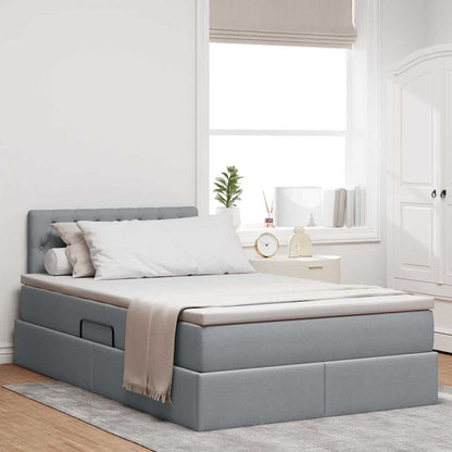 Letto con contenitore e LED Grigio chiaro 120 x 200 cm Tessuto | homemem39