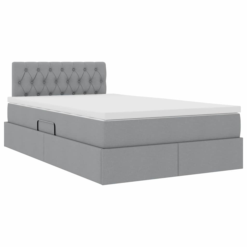 Letto con contenitore LED e materasso Grigio Chiaro