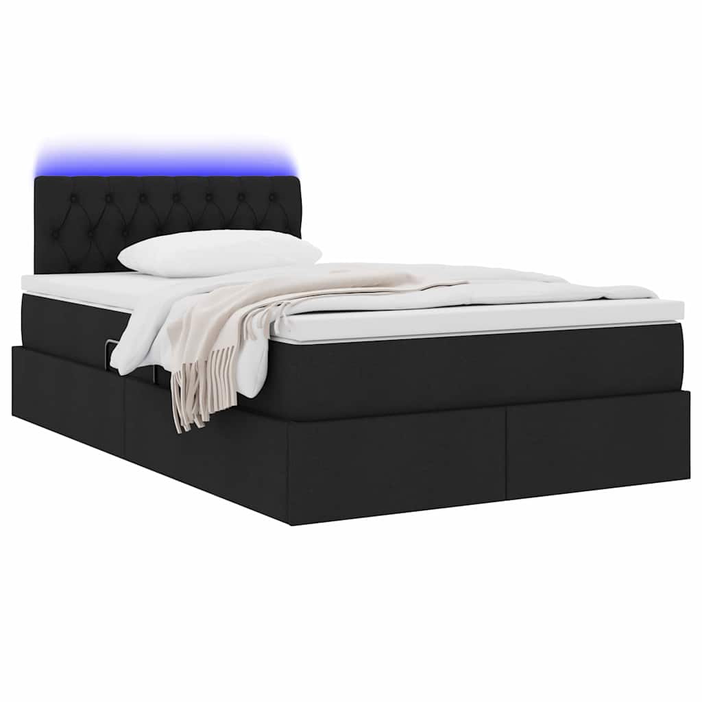 Letto con contenitore e LED con led Nero 120 x 200 cm Tessuto | homemem39